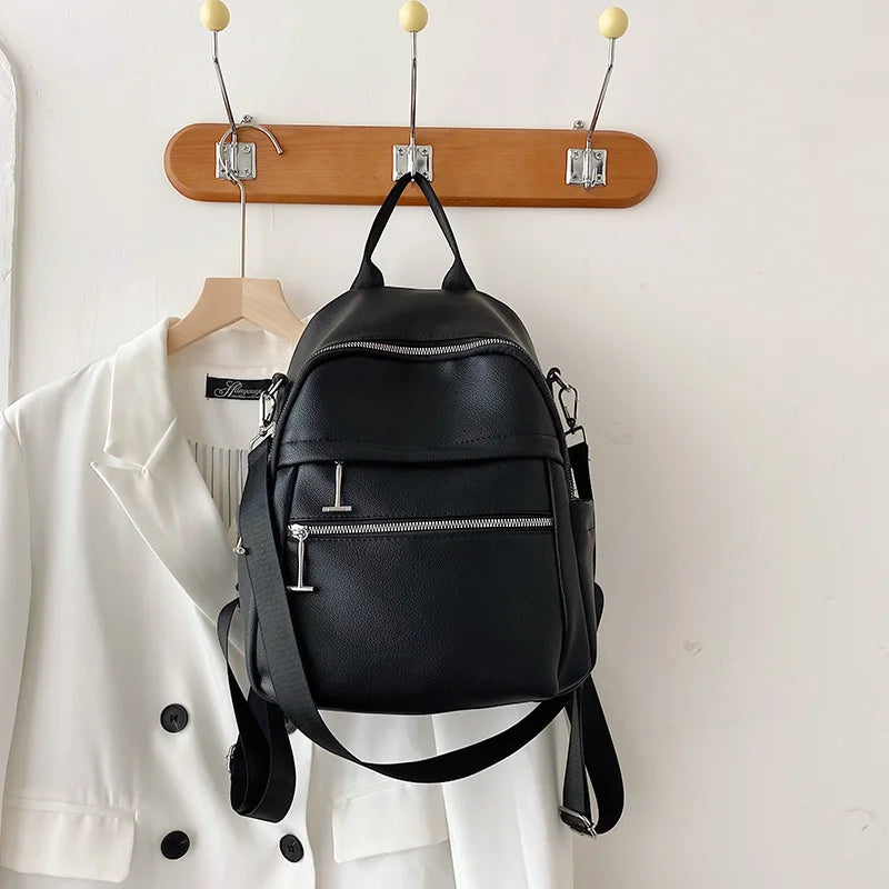 Women Backpack Soft PU Leather Multifunction Travel Bags Large Capacity