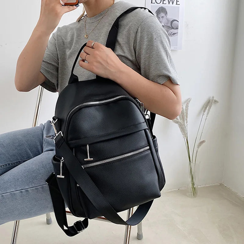Women Backpack Soft PU Leather Multifunction Travel Bags Large Capacity