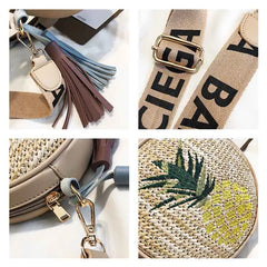 Round Rattan Straw Shoulder Bag Bohemia Beach Circle Bag