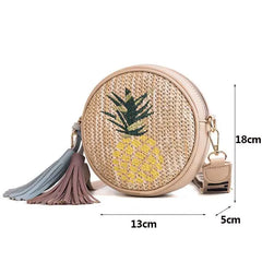 Round Rattan Straw Shoulder Bag Bohemia Beach Circle Bag