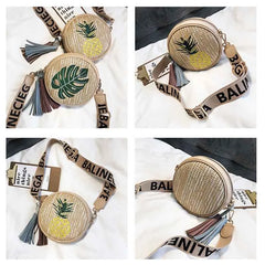 Round Rattan Straw Shoulder Bag Bohemia Beach Circle Bag