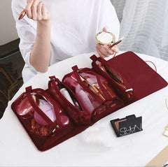 Portable Makeup Organizer Travel Bag Set with 4 Removable Compartments