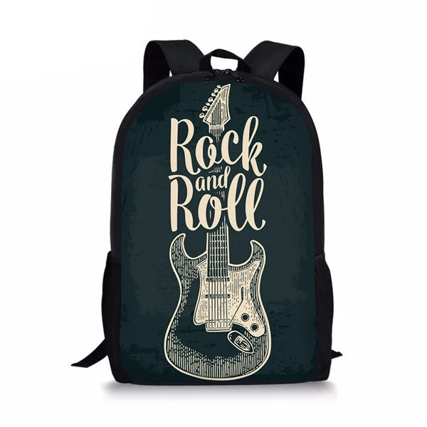 Rock and Roll Music Printing School Backpack for Boys Girls