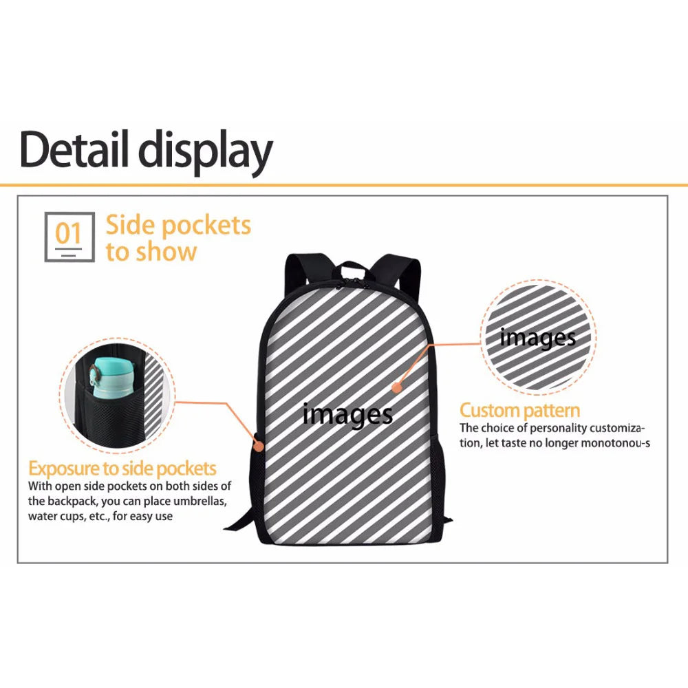 Rock and Roll Music Printing School Backpack for Boys Girls