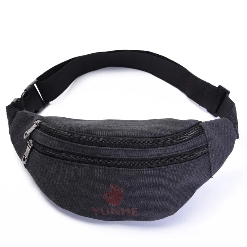 Men's Canvas Waist Bag with Creative Gestures Design