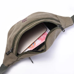 Men's Canvas Waist Bag with Creative Gestures Design