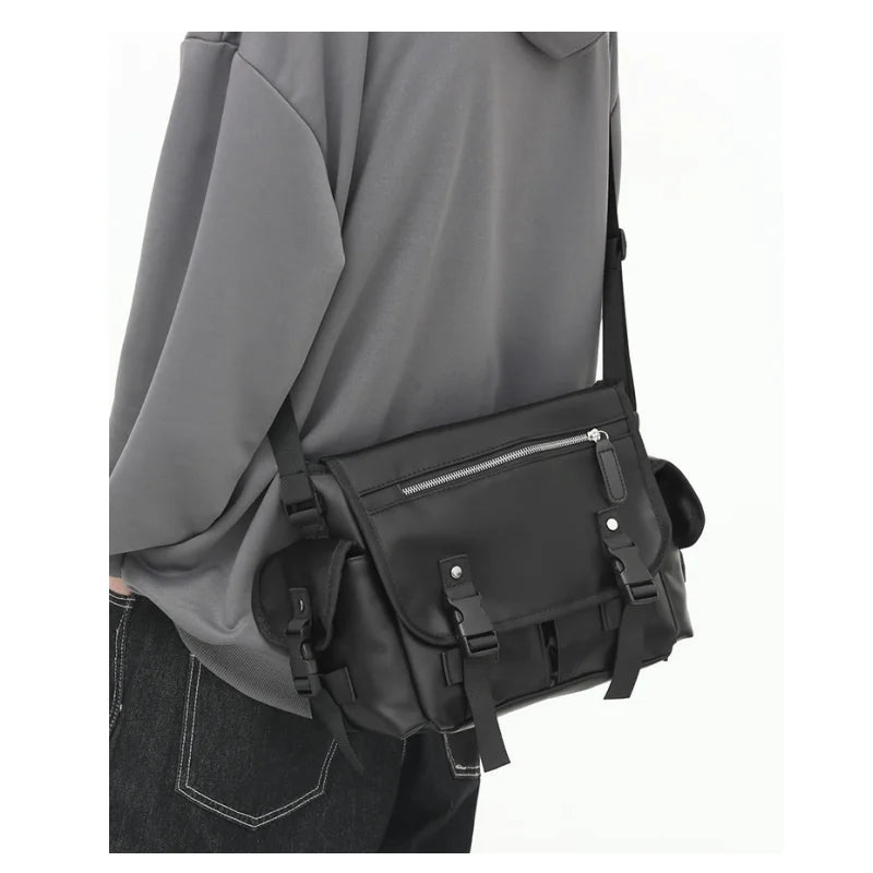 PU Leather Handbag College Student Shoulder Bag Men's Youth Business Messenger B