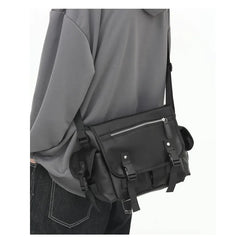 PU Leather Handbag College Student Shoulder Bag Men's Youth Business Messenger B