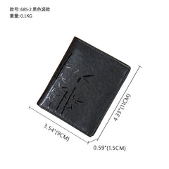 Men's Long Leather Wallet Cowhide Bamboo Embossed Coin Purse
