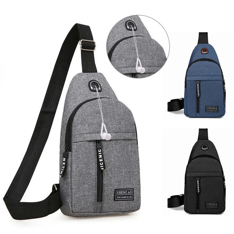 Men's Women's Canvas Waist Pack Crossbody Bag Outdoor Sport Shoulder Chest Sling