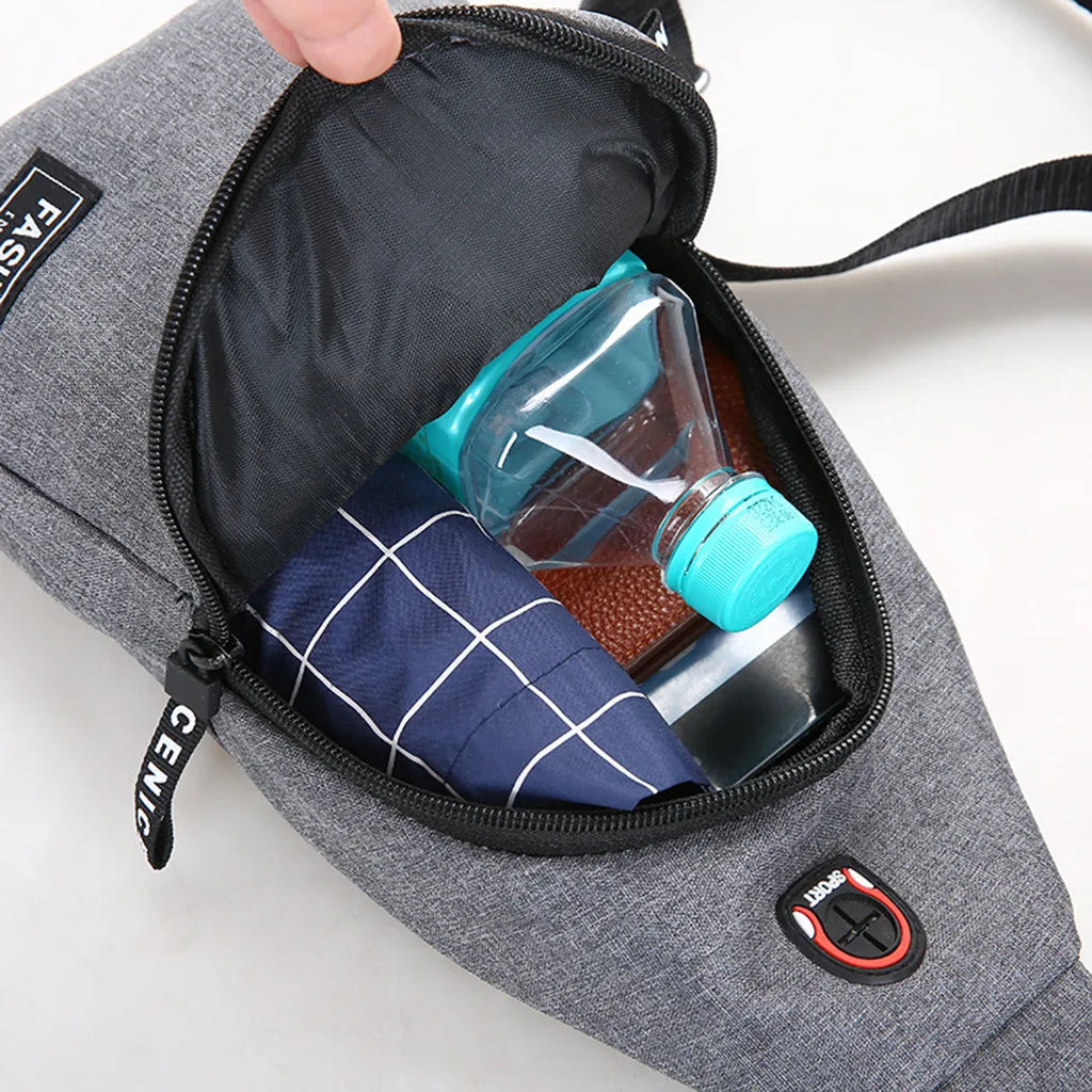 Men's Women's Canvas Waist Pack Crossbody Bag Outdoor Sport Shoulder Chest Sling