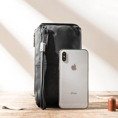 Men Leather Wallet Soft Casual Purse Long Zip Wallet Mobile Phone Bag