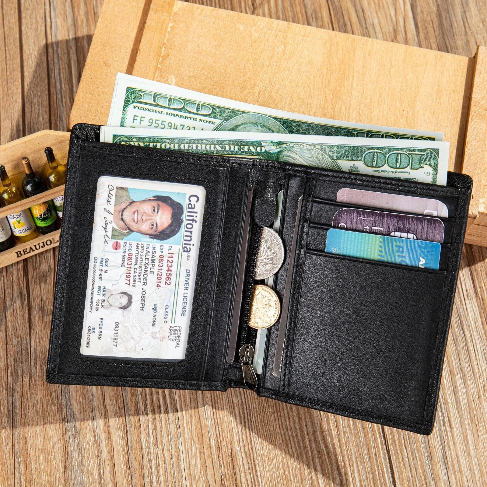 Long Men's Leather Wallet Card Holder Gift For Man