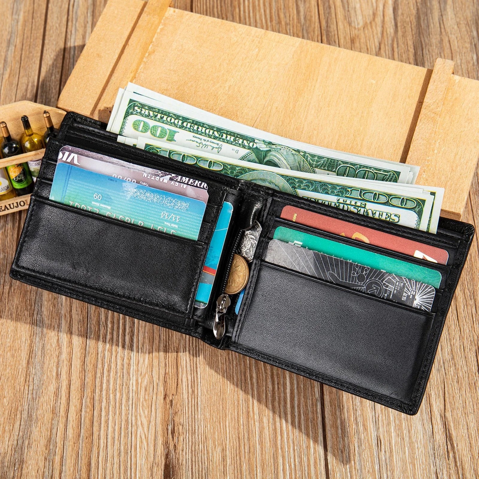 Long Men's Leather Wallet Card Holder Gift For Man