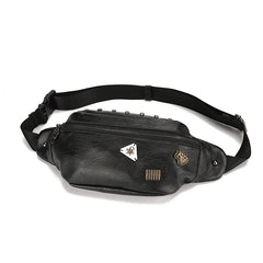 Leather Skull Chest Bag for Men Travel Crossbody Messenger Bag