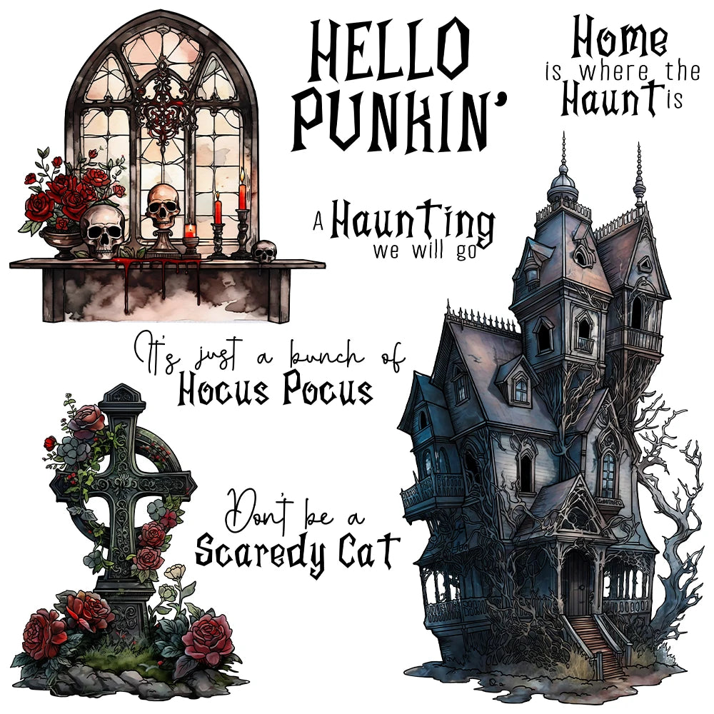 Mangocraft Gothic Castle Skull Grave Halloween Cutting Dies Stamp