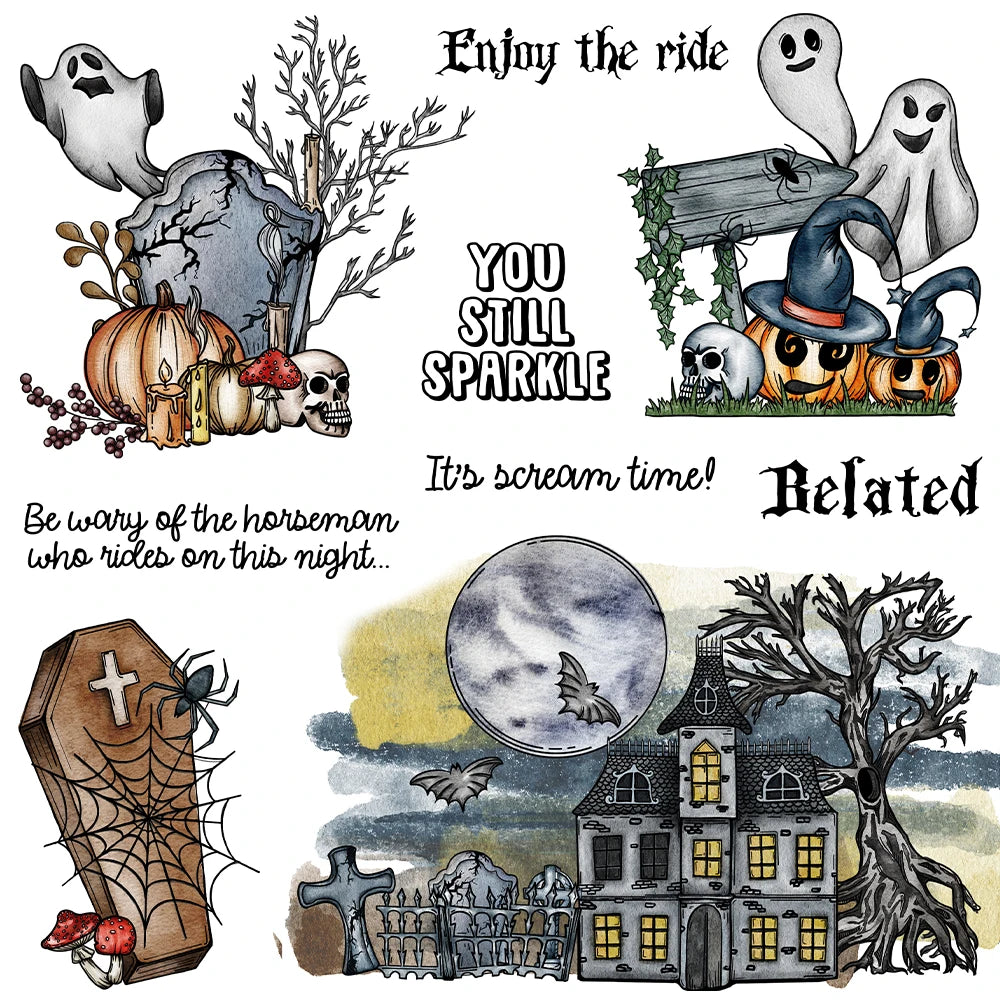 Mangocraft Halloween Castle Metal Cutting Dies & Clear Stamp Set