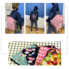 World Map Print Backpack Drawstring Bag Softback Shoulder Bag