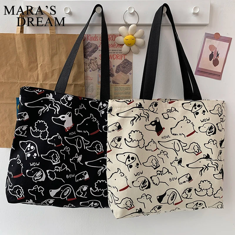 Mara's Dream Canvas Bag Japanese Style Cartoon Dog Eco Shoulder Bag