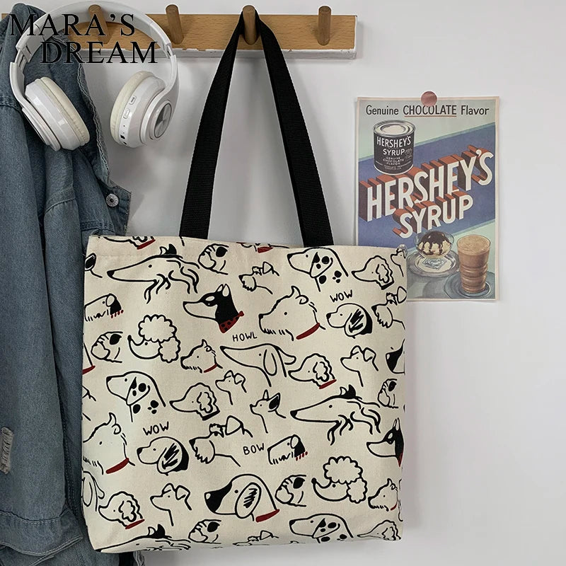 Mara's Dream Canvas Bag Japanese Style Cartoon Dog Eco Shoulder Bag