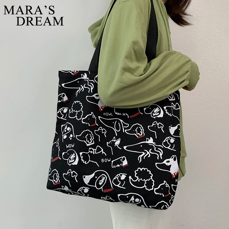 Mara's Dream Canvas Bag Japanese Style Cartoon Dog Eco Shoulder Bag