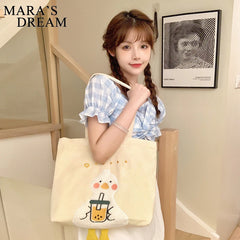 Mara's Dream Canvas Duck Bag Embroidered Eco Tote Shoulder Bags