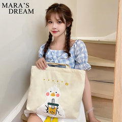 Mara's Dream Canvas Duck Bag Embroidered Eco Tote Shoulder Bags