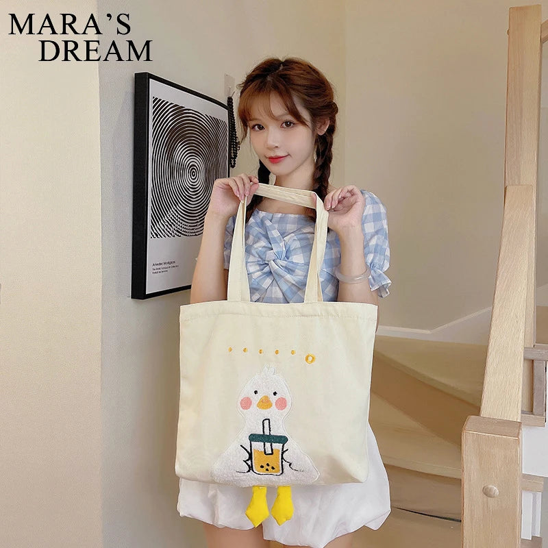 Mara's Dream Canvas Duck Bag Embroidered Eco Tote Shoulder Bags