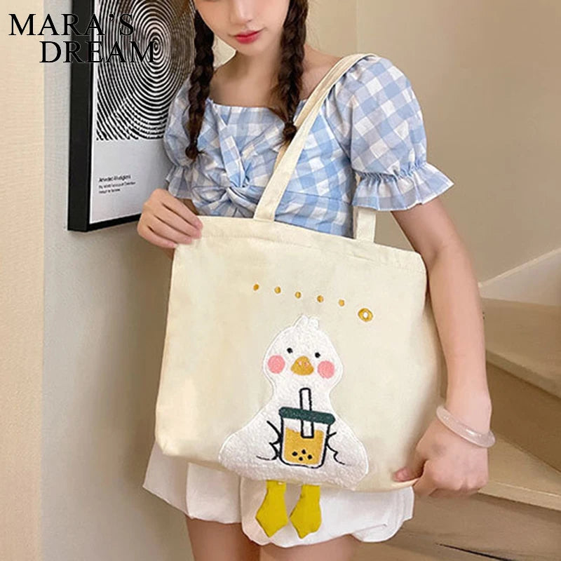 Mara's Dream Canvas Duck Bag Embroidered Eco Tote Shoulder Bags