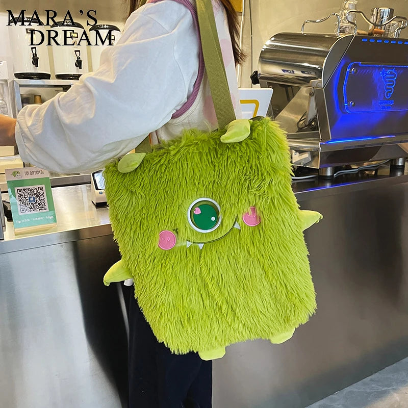 Mara's Dream Little Monster Plush Shoulder Bag Soft Faux Fur Ladies Shoppi