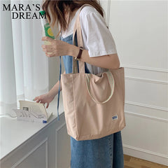 Mara's Dream Double Side Canvas Handbags Plaid Ladies Large Shoulder Shopp