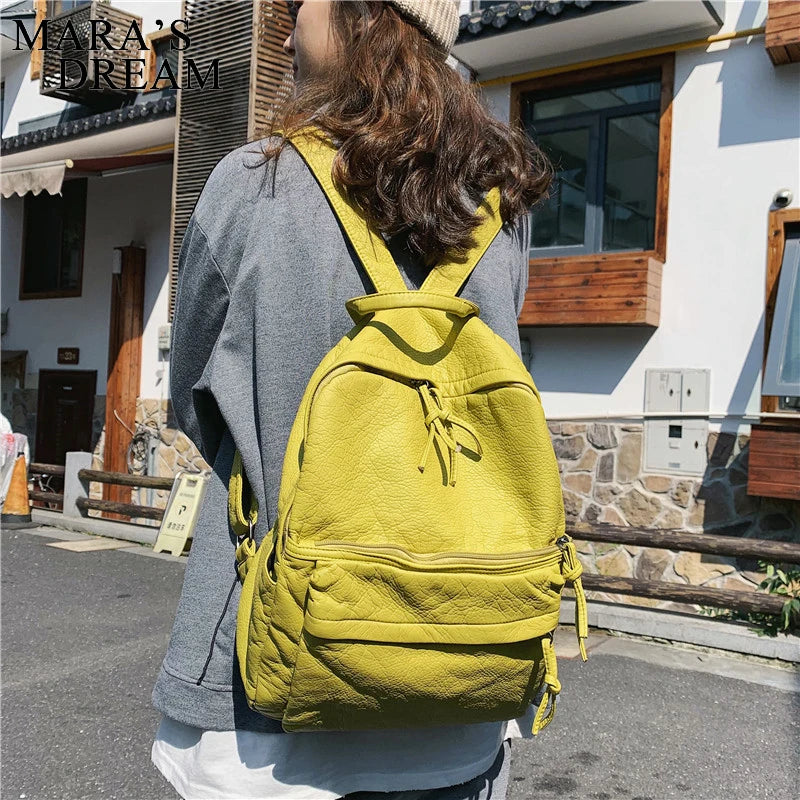 Mara's Dream Lady Waterproof Backpack Female Bag Travel Book Solid Backpack