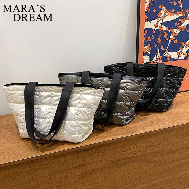 Mara's Dream Lattice Pattern Big Shoulder Space Cotton Handbag Woman
