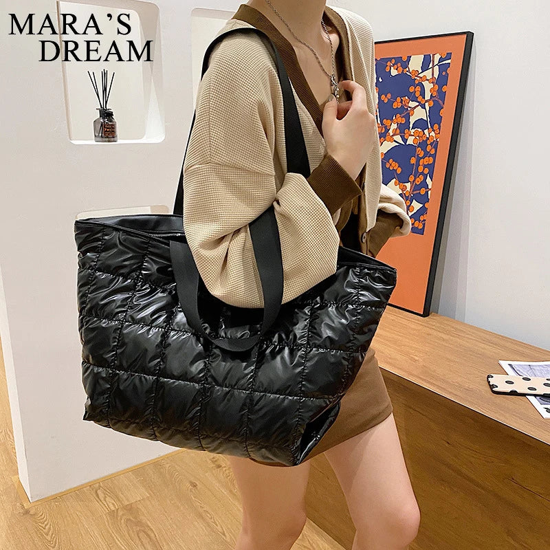 Mara's Dream Lattice Pattern Big Shoulder Space Cotton Handbag Woman