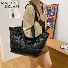 Mara's Dream Lattice Pattern Big Shoulder Space Cotton Handbag Woman