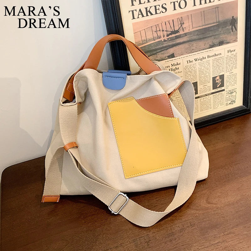 Mara's Dream Spliced Canvas Crossbody Bag Large Capacity