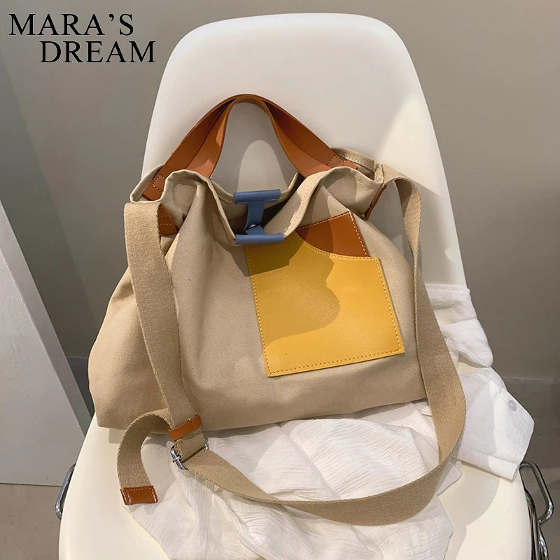 Mara's Dream Spliced Canvas Crossbody Bag Large Capacity