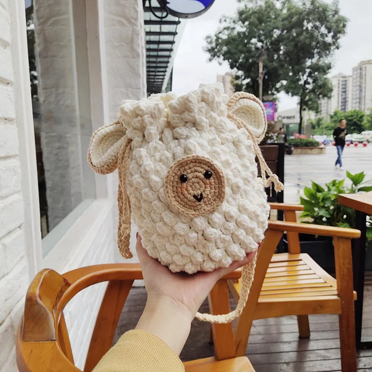 DIY Wool Crochet Little Sheep Bunch Bag Material