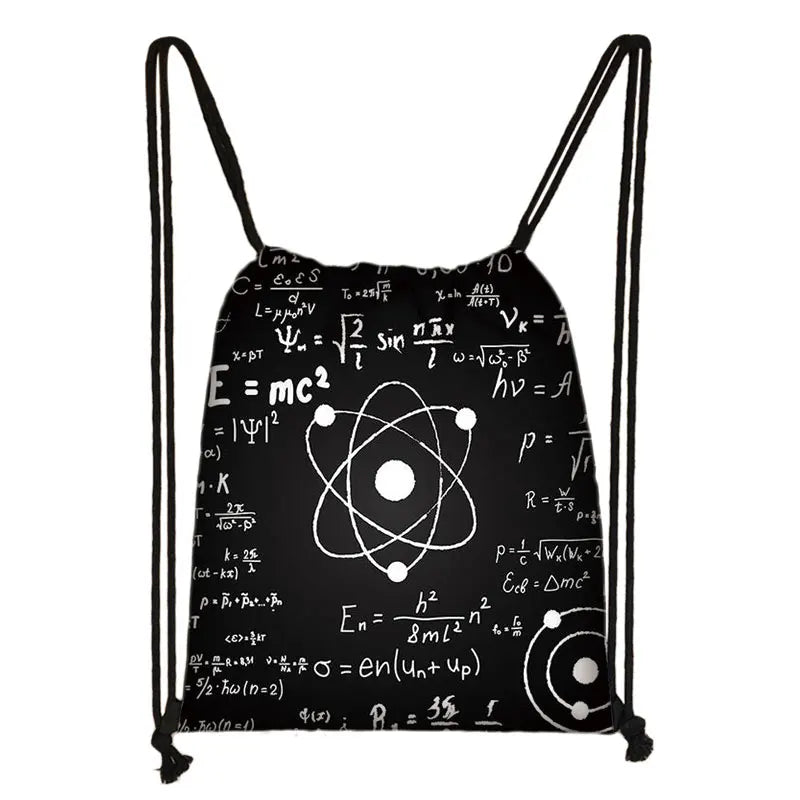 Math Physics Formula Print Drawstring Bag Women Softback Backpack