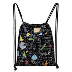 Math Physics Formula Print Drawstring Bag Women Softback Backpack