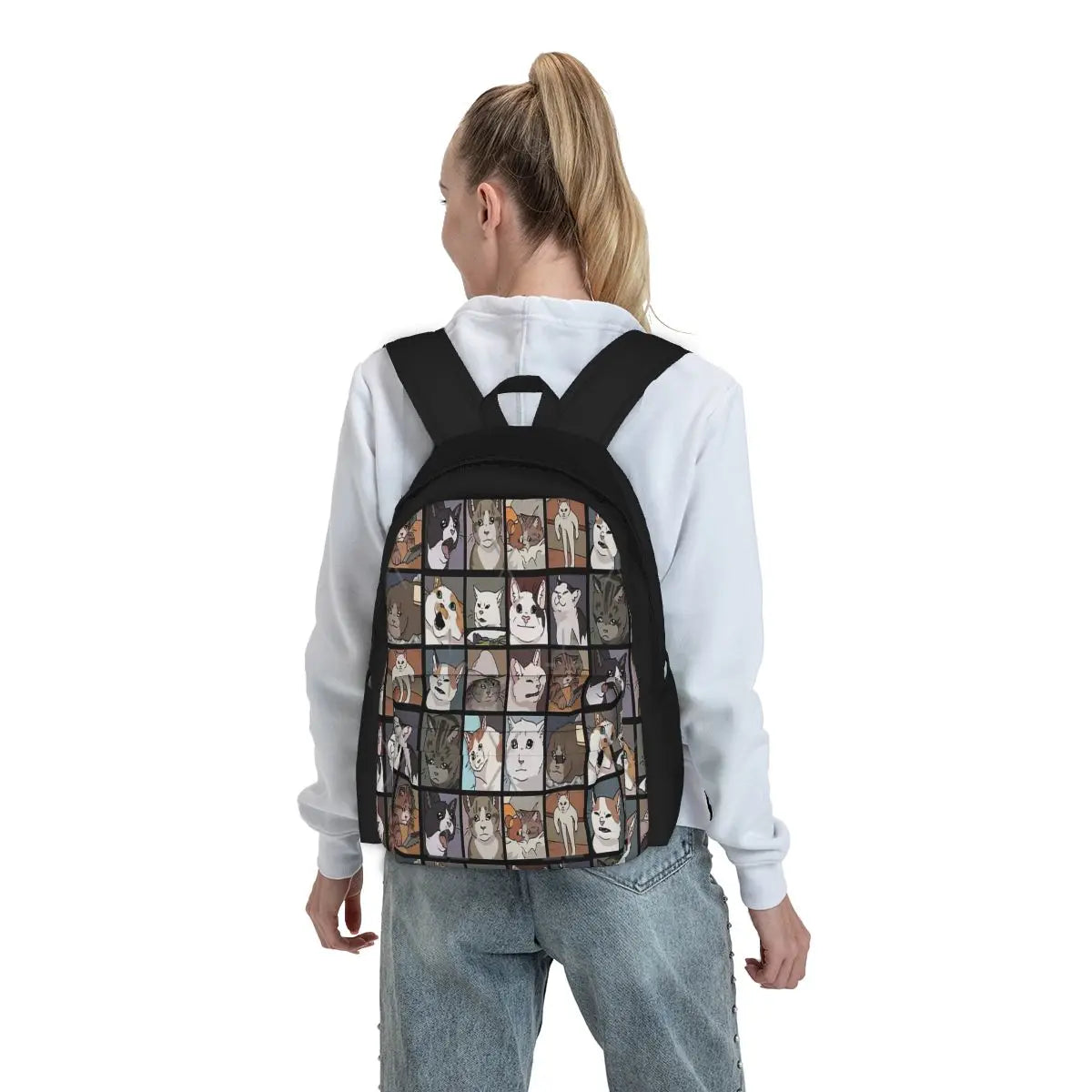 Meme Cats 20 2 Backpacks Men's Backpacks Bags For Women Plain