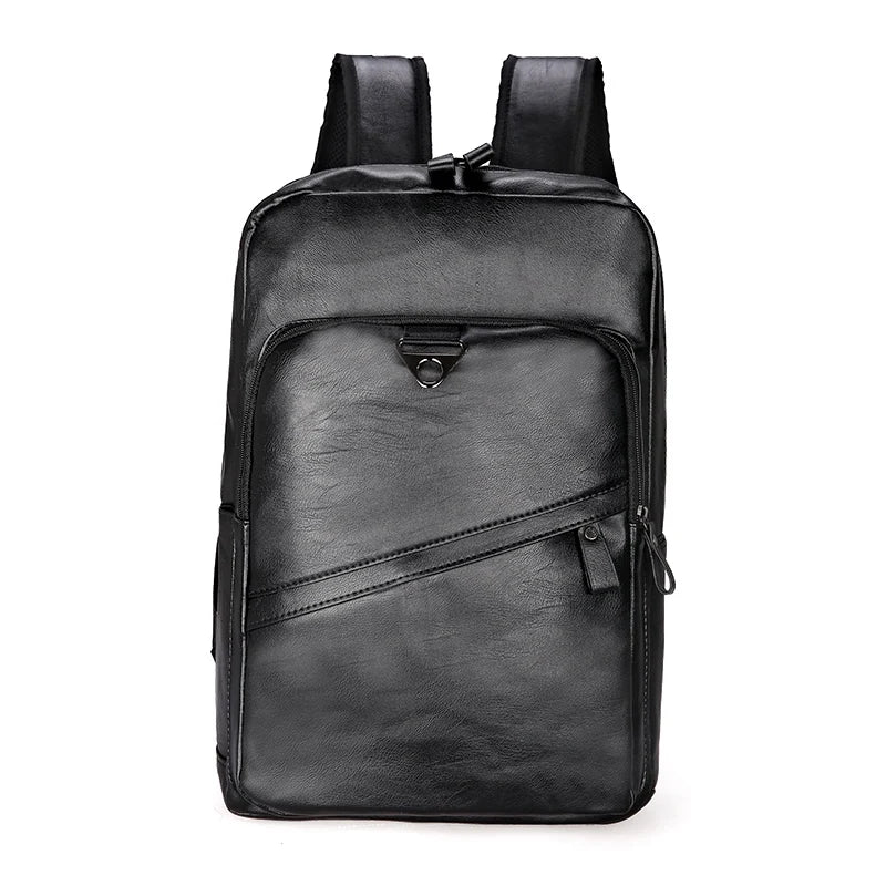 Men Leather Laptop Backpack Casual Schoolbag Teenagers Boys Bagpack