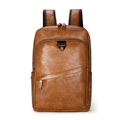 Men Leather Laptop Backpack Casual Schoolbag Teenagers Boys Bagpack