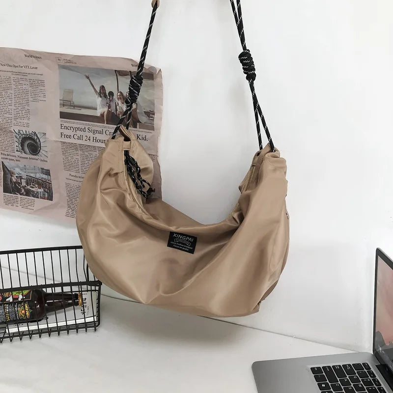Nylon Crossbody Bag Large Capacity Travel Shoulder Backpack