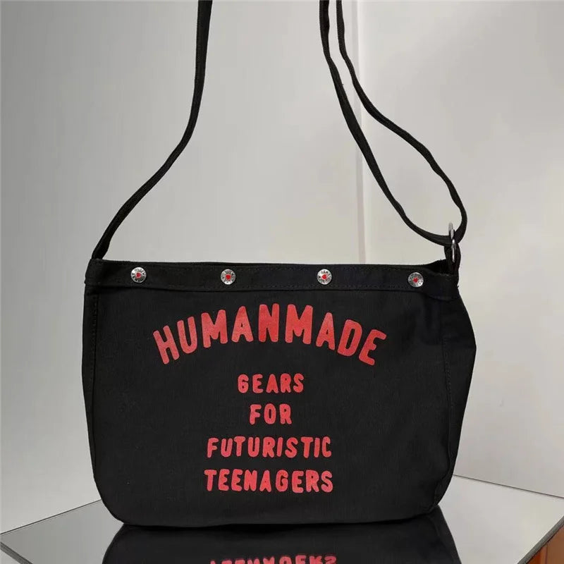 Human Puppy Print Canvas Messenger Bag