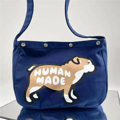 Human Puppy Print Canvas Messenger Bag