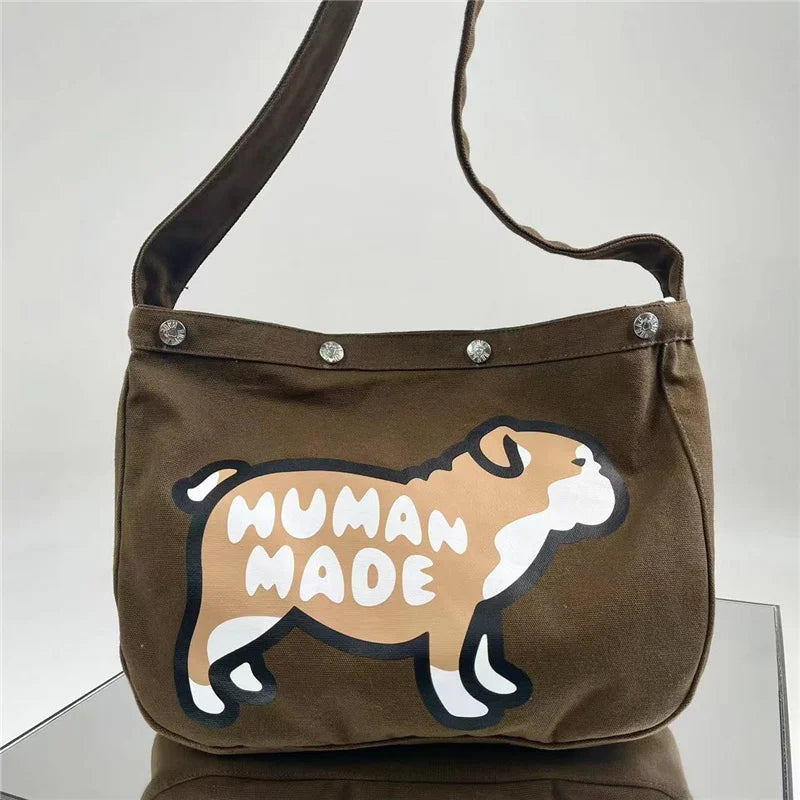 Human Puppy Print Canvas Messenger Bag