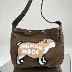 Human Puppy Print Canvas Messenger Bag