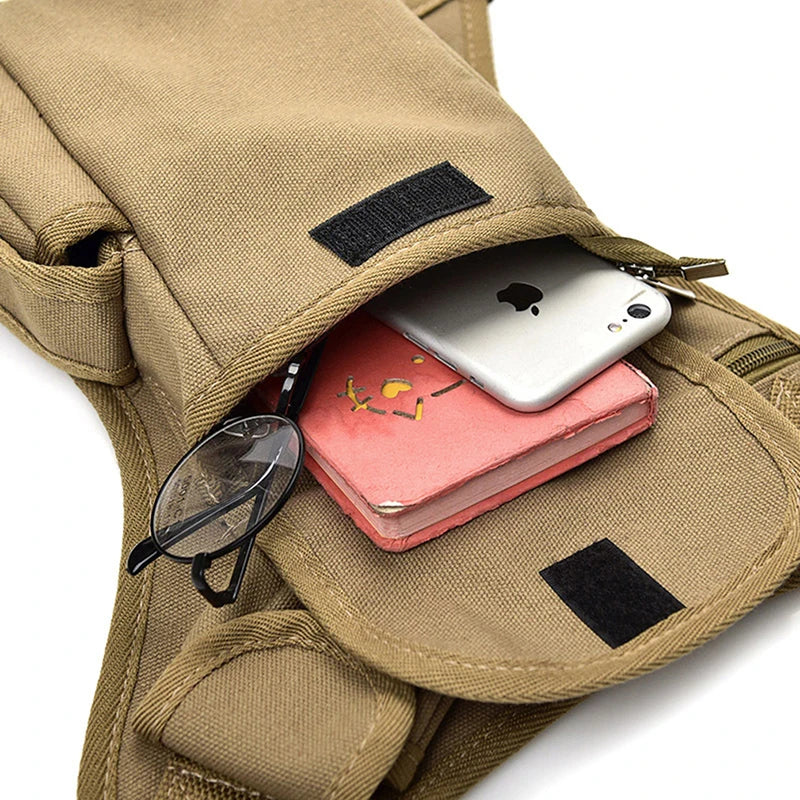 Men Canvas Drop Waist Bag Leg Pack for Bicycle and Motorcycle