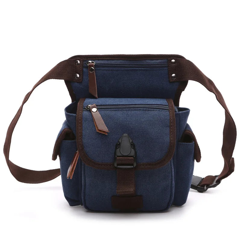 Men Canvas Waist Pack Man Belt Fanny Pack Ride Leg Bag Drop Fanny Waist Belt